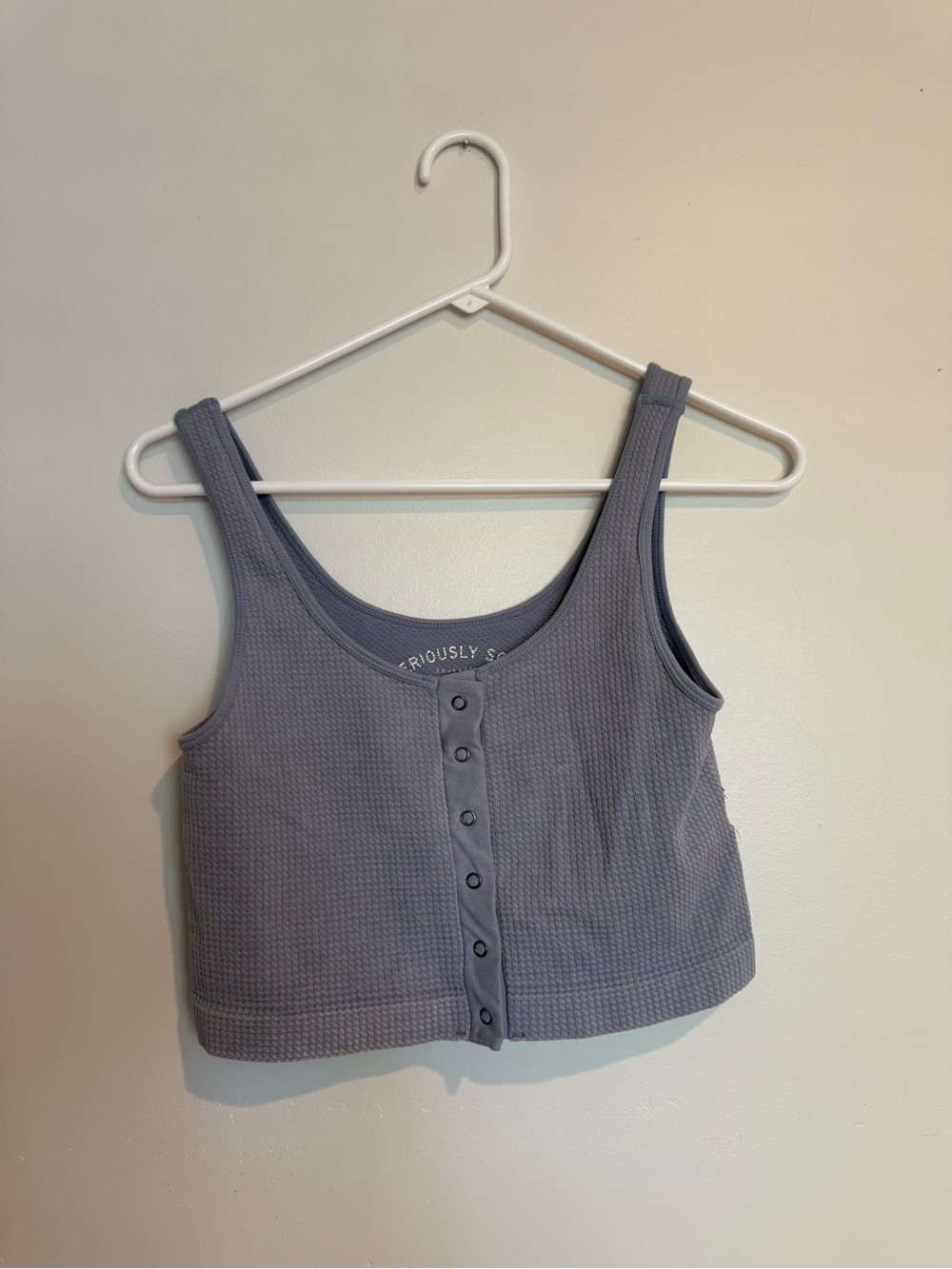Aeropostale Seriously Soft Waffle Knit Button-Front Crop Tank